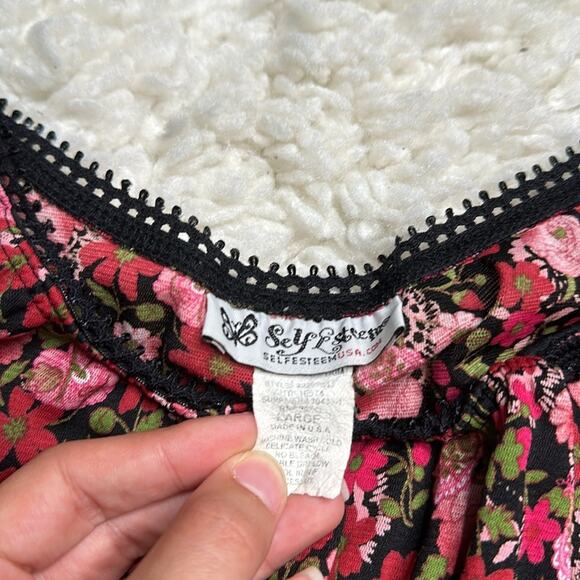 Pink and Black Y2K Long Sleeve Semi Sheer Long Sleeve Floral Square Neck ST20 - Picture 3 of 9